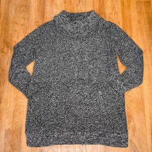 NWT Women's Duluth Trading Co Heritage Cowl Neck Tunic Sweater Large Black/White